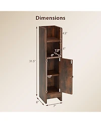 Slickblue Narrow Bathroom Corner Storage Cabinet with Adjustable Shelf