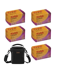 Kodak Kodacolor Gold 200 35mm Color Negative Roll Film, 5-Pack with Shoulder Bag