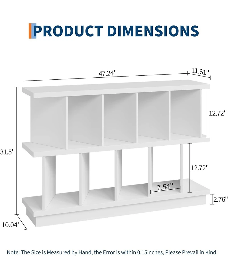 Gaomon 8 Cube Bookcase, Low Open Wood Storage Shelf with Removable Back Panels, Freestanding Bookshelf