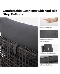 Decksplore 7 Piece Pe Wicker Rattan All Weather Cushion Patio Sectional Sofa Set