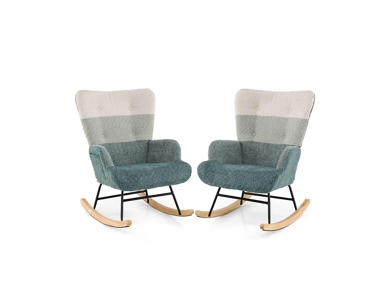 Slickblue Nursery Rocking Chair with Ergonomic Armrests and High Back