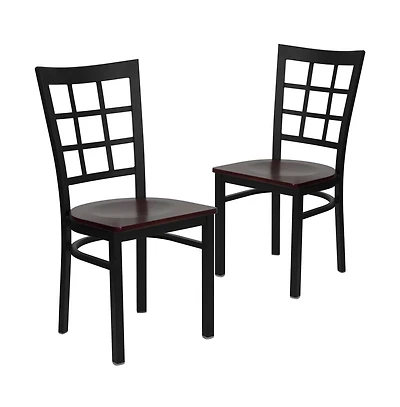 Emma+Oliver 2 Pack Window Back Metal Restaurant Chair