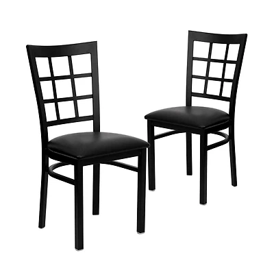 Emma+Oliver 2 Pack Window Back Metal Restaurant Chair