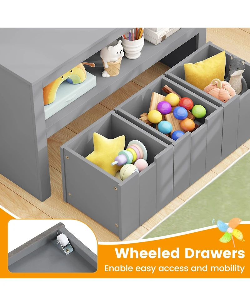 Kid Toy Storage Cabinet 3 Drawer Chest with Wheels Large Cube Shelf