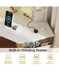 Volenca Corner Vanity Desk with Triple Mirror and Lights, Makeup Dressing Table