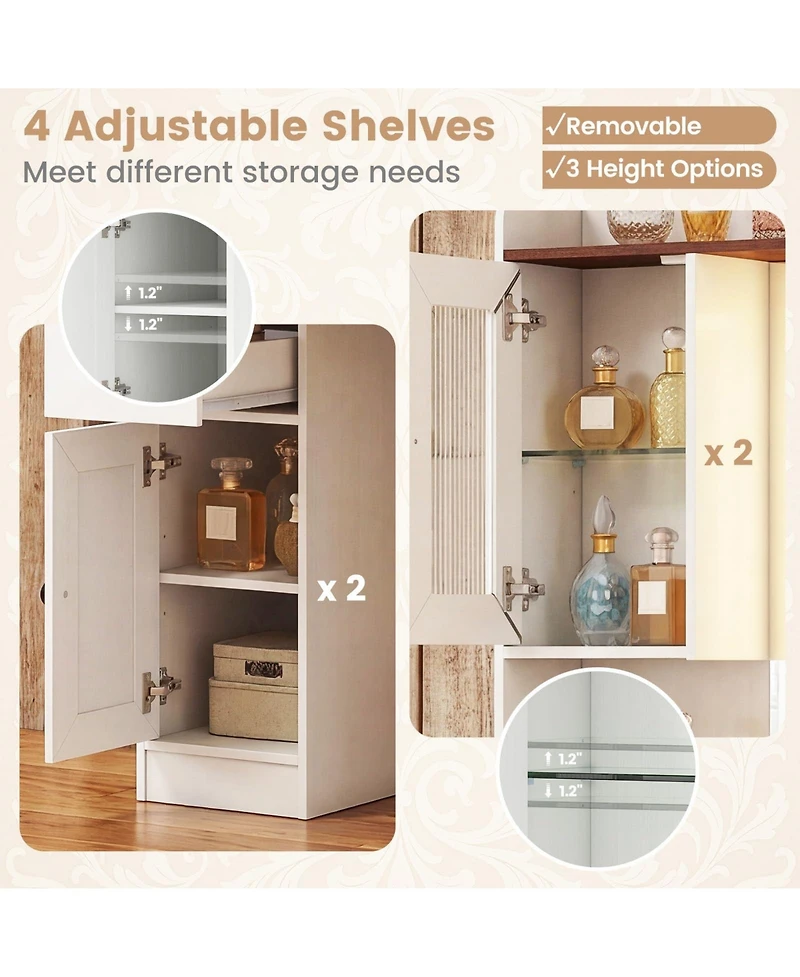 Volenca 41.5" Makeup Vanity Desk with Power Outlets and 3 Color Lighting Modes, Mirror