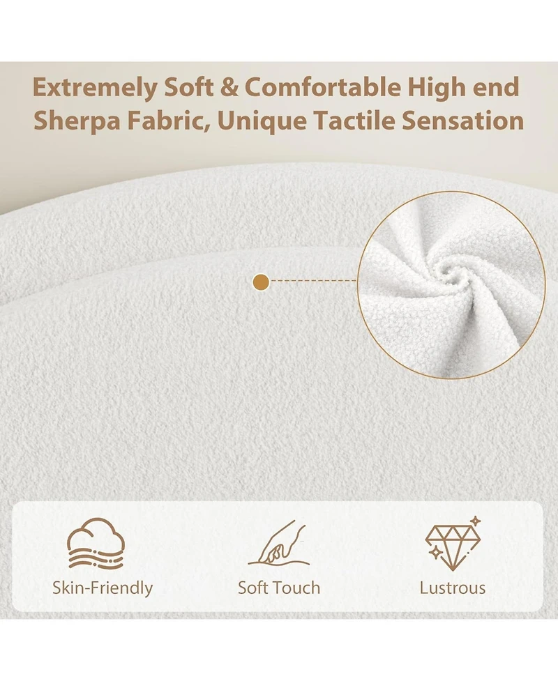 gaomon Full Bed Frame with Storage Drawers, Upholstered Boucle Platform, Round Headboard, Heavy-Duty, Noise-Free, No Box Spring, White