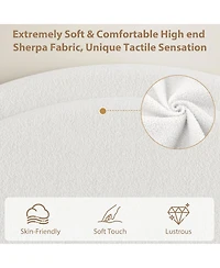 gaomon Full Bed Frame with Storage Drawers, Upholstered Boucle Platform, Round Headboard, Heavy-Duty, Noise-Free, No Box Spring, White