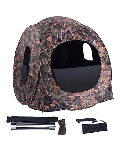Mecale Portable Pop-Up Ground Camo Hunting Blind Enclosure, Surround View Shelter