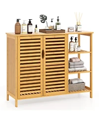 Volenca 2-Door Bamboo Bathroom Storage Cabinet Organizer with Shelves, Freestanding