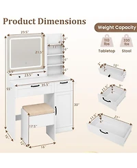 Volenca Vanity Set with Lighted Mirror, 3 Lighting Modes, and Adjustable Brightness