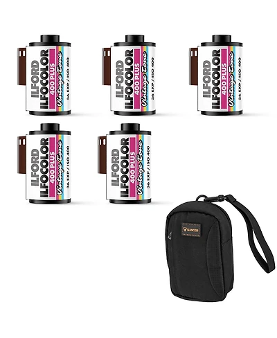 Ilford Ilfocolor 400 Plus 35mm Vintage Tone Color Film, Iso 400, 5-Pack with Camera Bag
