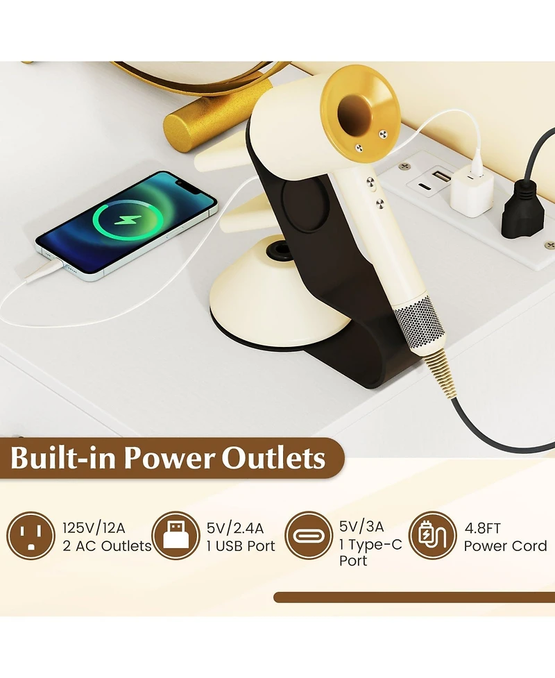 Volenca Modern Dressing Table with Storage Cabinet, Vanity Makeup Desk