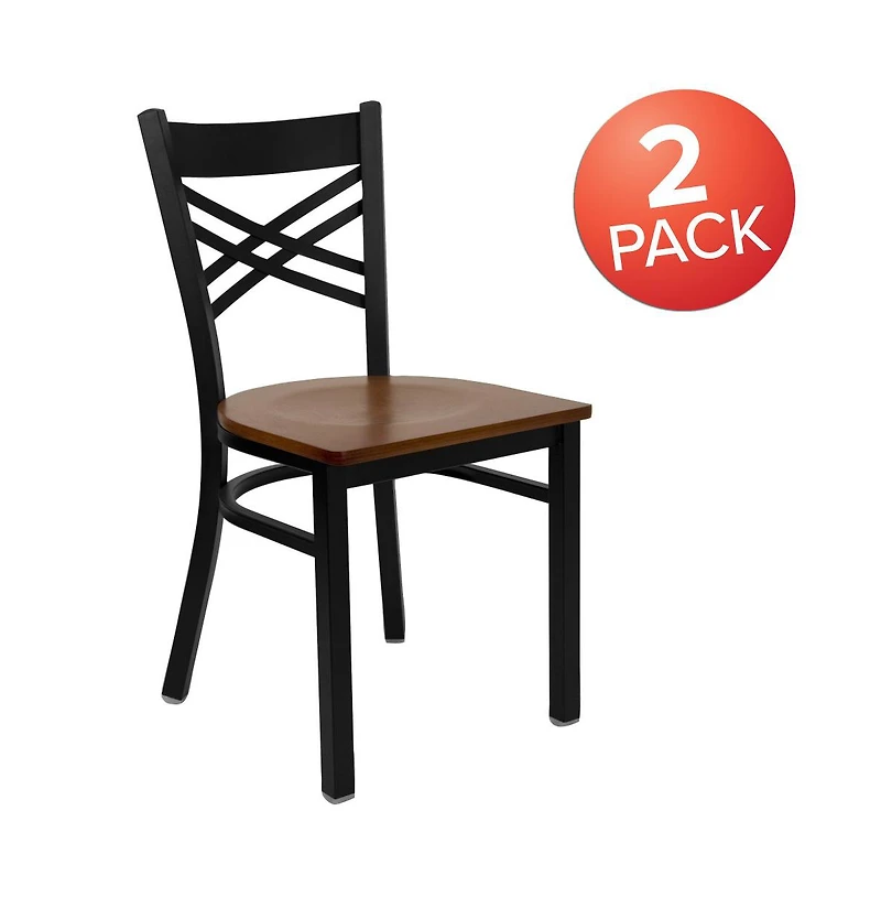 Emma+Oliver 2 Pack "X" Back Restaurant Chair