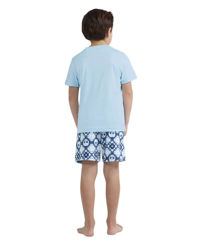 Hurley Boys 4-7 Crochet Skull Swim T-Shirt and Shorts, 2-Piece Set
