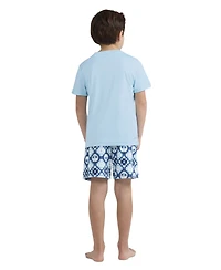 Hurley Boys 4-7 Crochet Skull Swim T-Shirt and Shorts, 2-Piece Set