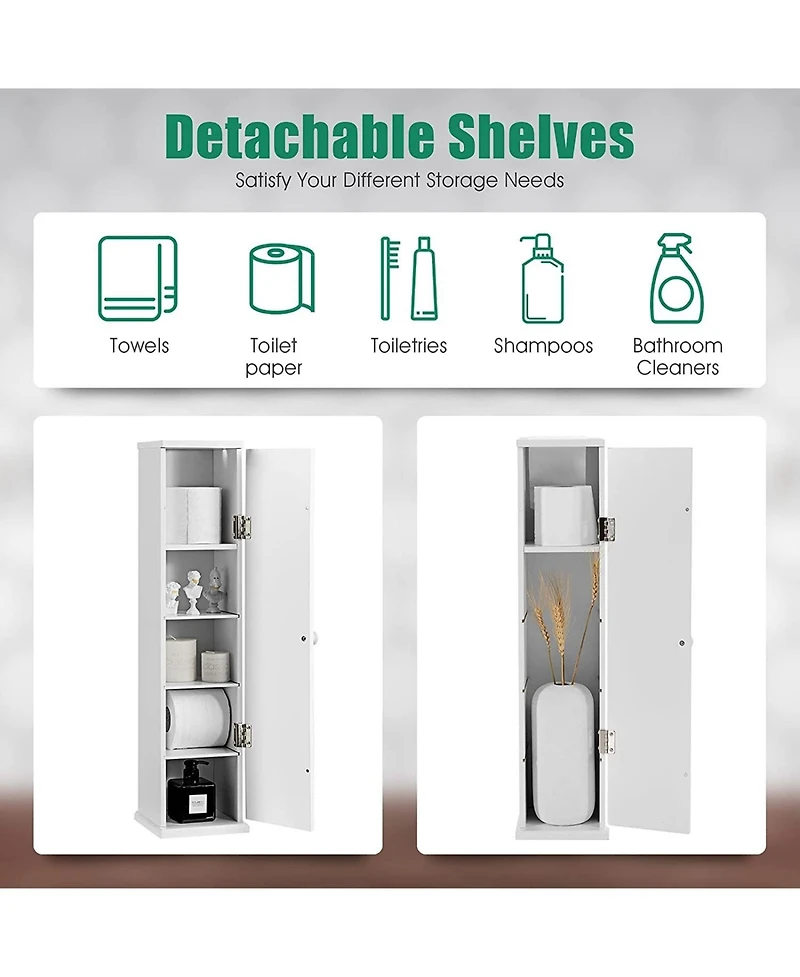 Volenca Freestanding Toilet Paper Holder Stand with 4 Shelves and Top Slot