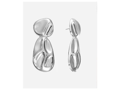Rivka Friedman Rhodium Sculptural Statement Drop Earrings