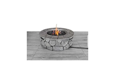 Flynama 28 Inch W 9 Inch H Fiber Reinforced Concrete Outdoor Fire Pit 40000 Btu Stainless Steel Burning Area