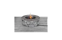 Flynama 28 Inch W 9 Inch H Fiber Reinforced Concrete Outdoor Fire Pit 40000 Btu Stainless Steel Burning Area