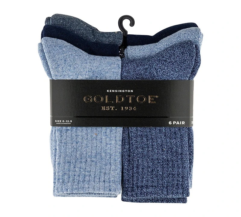Gold Toe Men's 6-Pack Kensington Reinforced Short Crew Socks