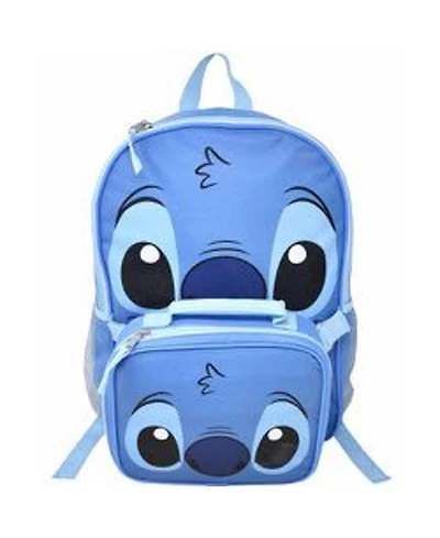 Disney Stitch 16" Shoulder Backpack for School with Rectangular Lunch Bag
