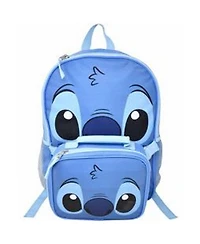 Disney Stitch 16" Shoulder Backpack for School with Rectangular Lunch Bag