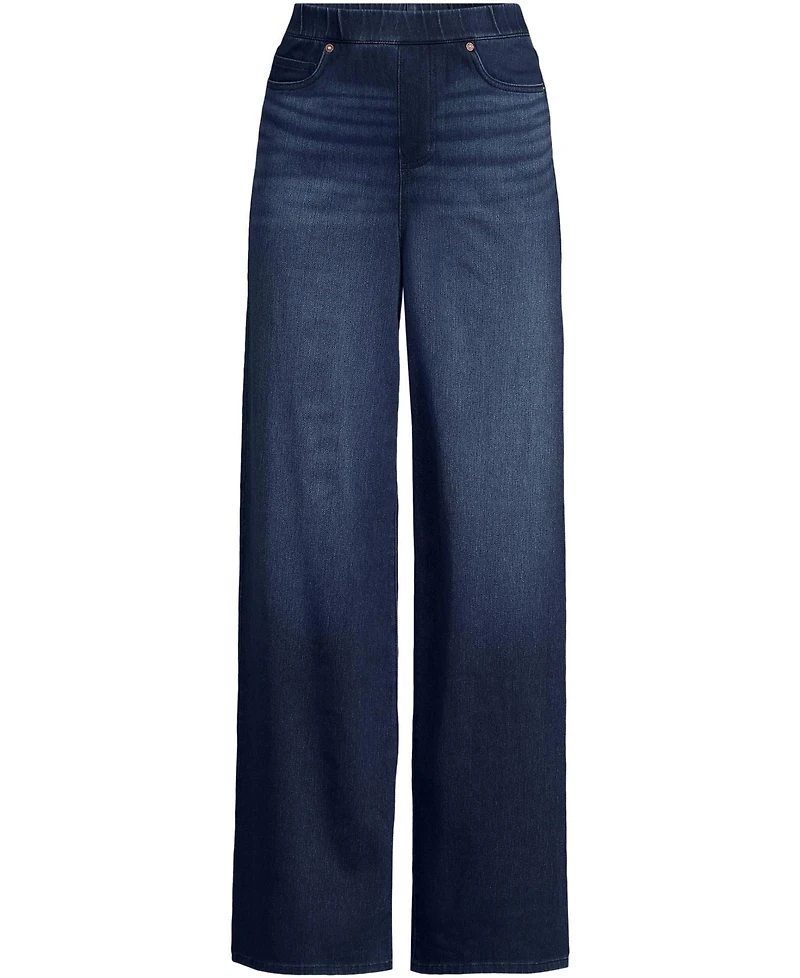 Lands' End Women's Starfish Denim High Rise Wide Leg Jeans