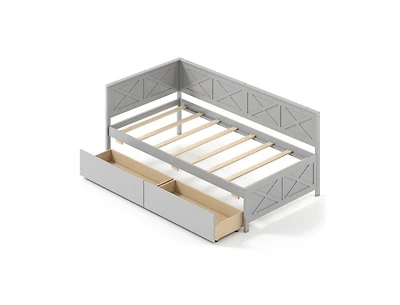 Slickblue Modern Twin Daybed with Two Drawers and Slat Support - 42