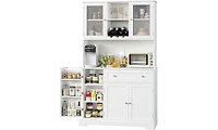 gaomon Modern Kitchen Pantry Storage Cabinet with Hutch Drawers Shelves