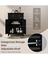 Volenca 2-Door Freestanding Bathroom Cabinet with Drawer and Adjustable Shelf