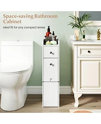 Volenca Small 4-Tier Bathroom Storage Cabinet with Slide-Out Drawers, Casters for Easy Move