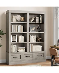 gaomon 74.5" Tall Bookshelf with Double Storage, 6-Tier Large Bookshelf, Double Wide Bookshelves w/ 12 Cubbies