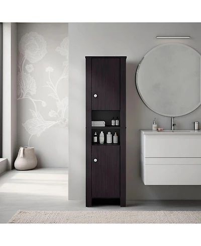 Fm Furniture Catalina Tall Stylish Cabinet, Bathroom Organizer with Closed Compartments and Daily Use Areas, Wenge