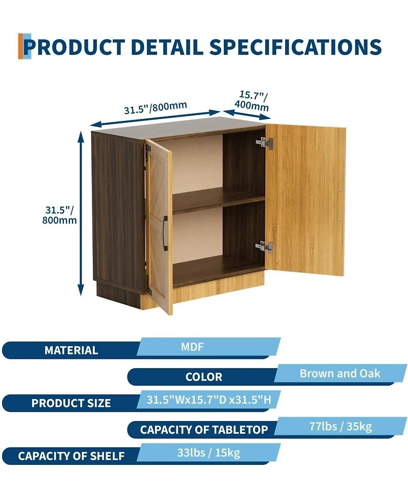 gaomon 31.5" Farmhouse Sideboard Buffet Cabinet with Storage
