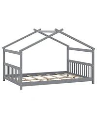 Slickblue Montessori Full Floor Bed with House Frame and Headboard