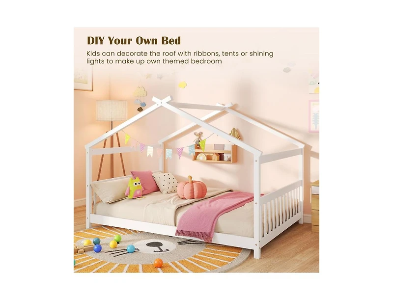 Slickblue Montessori Full Floor Bed with House Frame and Headboard