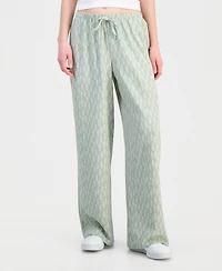 Hippie Rose Juniors' Lightweight Printed Wide-Leg Pants