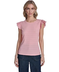 Tommy Hilfiger Women's Flutter-Sleeve Crew Neck Top