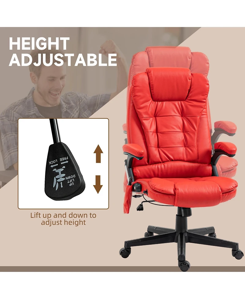 Boyel Living High Back Vibration Massage Office Chair with 6 Vibration Points Heated Reclining Pu Leather