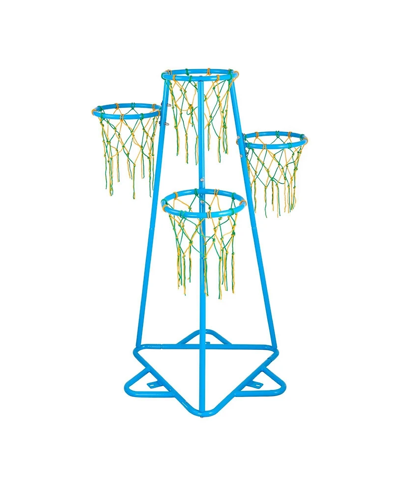 Sugift 4-Hoop Kids Basketball Set with Adjustable Height & 3 Balls