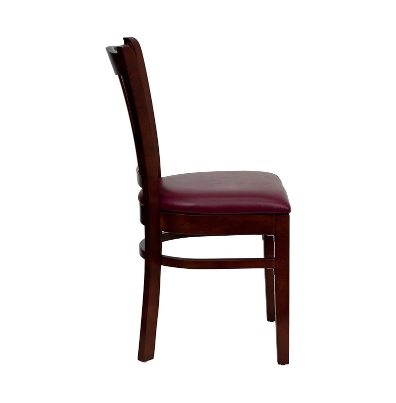 Emma+Oliver Vertical Slat Back Wooden Restaurant Dining Chair