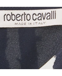 Pre-Owned Roberto Cavalli Women's White/black Printed Crepe Midi Dress