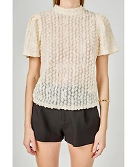 endless rose Women's Textured Mock Neck Top