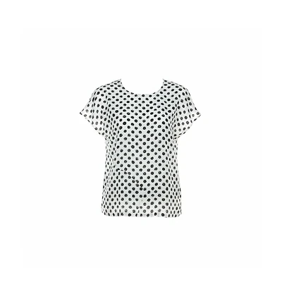 Pre-Owned Dolce & Gabbana Women's Monochrome Brushstroke Polka Dot Print Silk Blouse