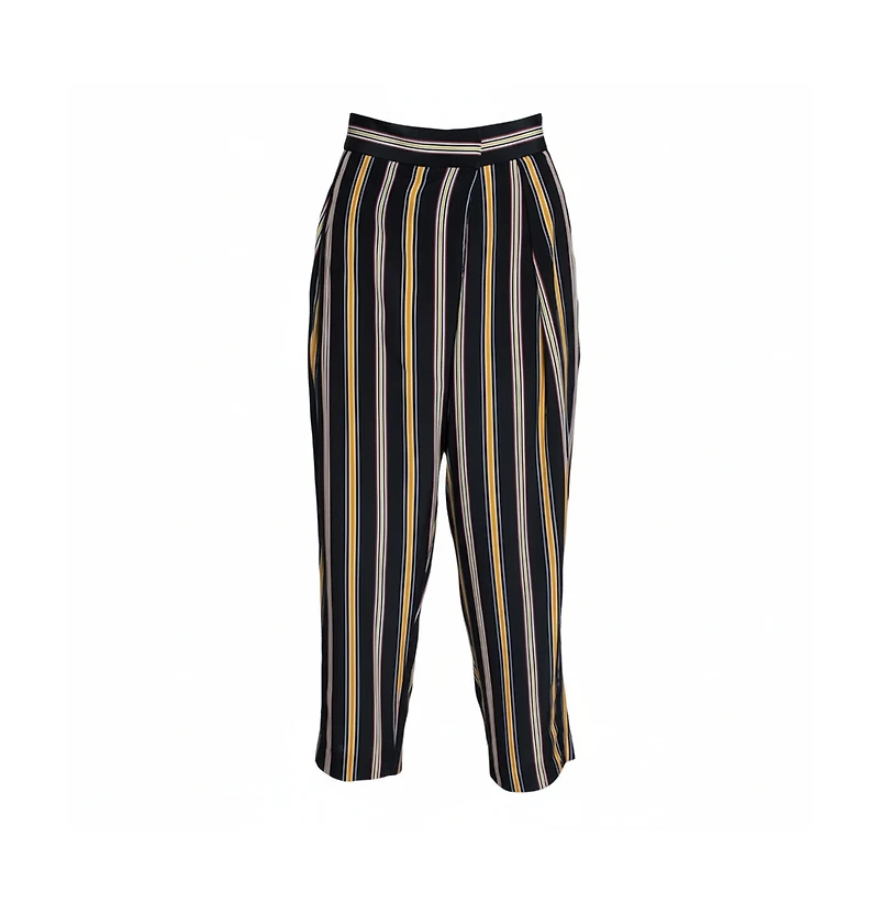 Pre-Owned Chloe Women's Multicolor Silk Rough Striped Cropped Trousers