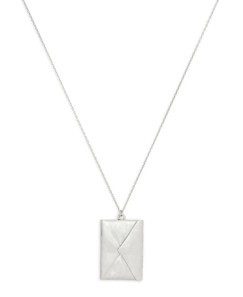 Coach Antique Silver Runway Envelope Pendant Necklace