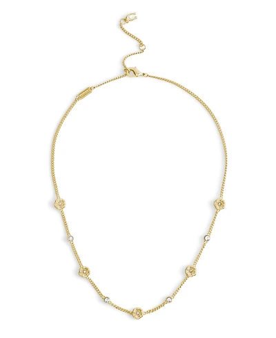 Coach Faux Stone Signature Tea Rose Strand Necklace