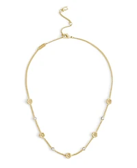 Coach Faux Stone Signature Tea Rose Strand Necklace