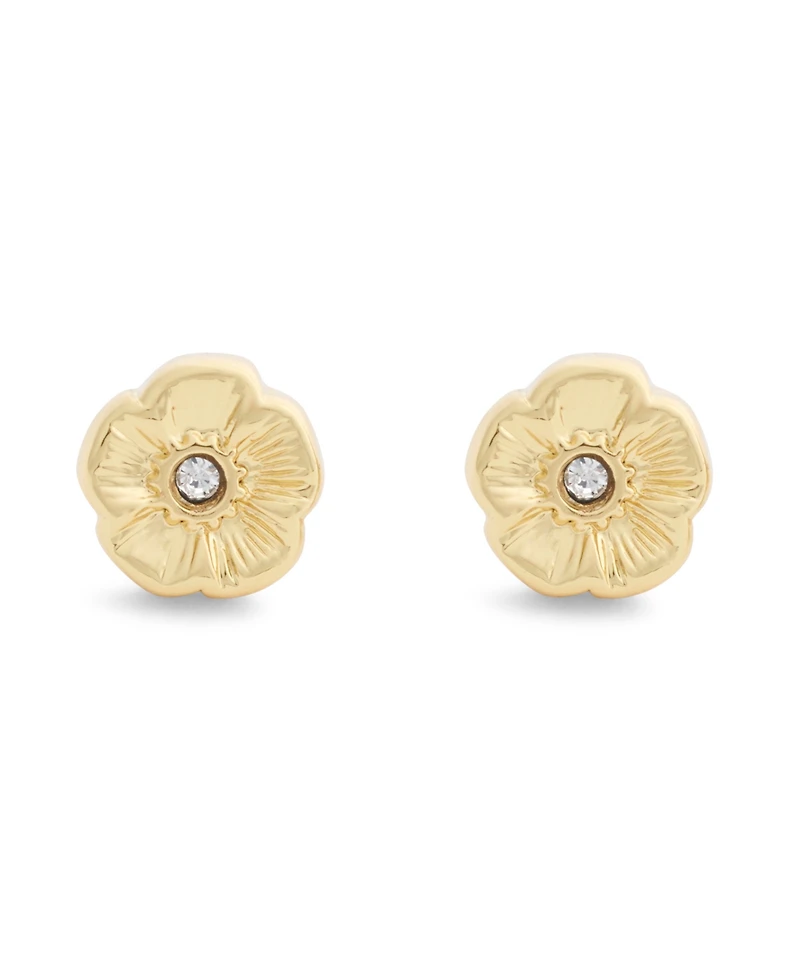 Coach Faux Stone Signature Tea Rose Stud Earrings